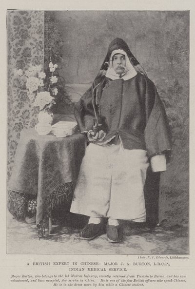 Britský odborník na čínštinu, major J A Burton, LRCP, indická lékařská služba od English Photographer