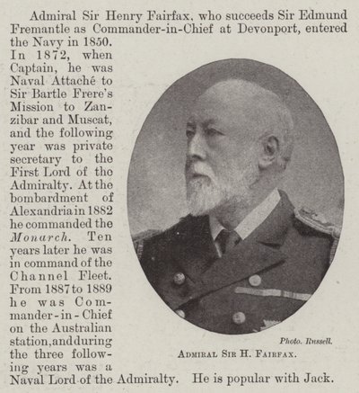 Admirál Sir H Fairfax od English Photographer