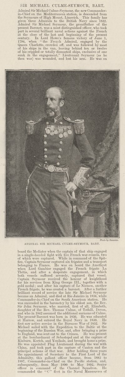 Admirál Sir Michael Culme-Seymour, Baronet od English Photographer