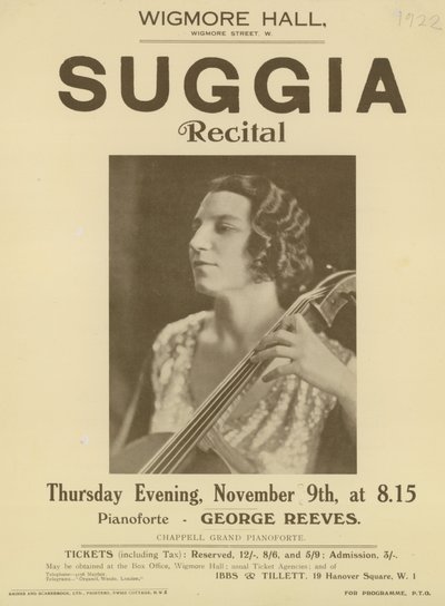Reklama na recitál Suggia ve Wigmore Hall od English Photographer