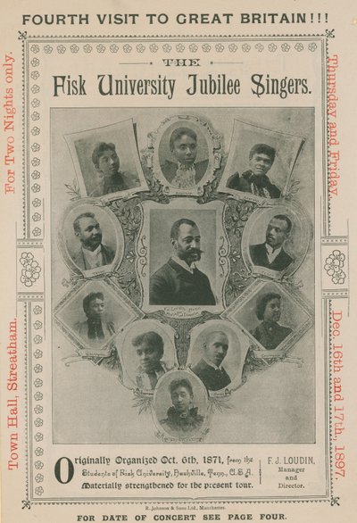 Reklama na vystoupení The Fisk University Jubilee Singers od English Photographer