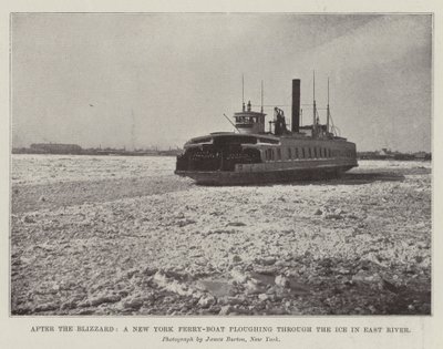 Po Blizzardu, New York Ferry-Boat brázdící led v East River od English Photographer