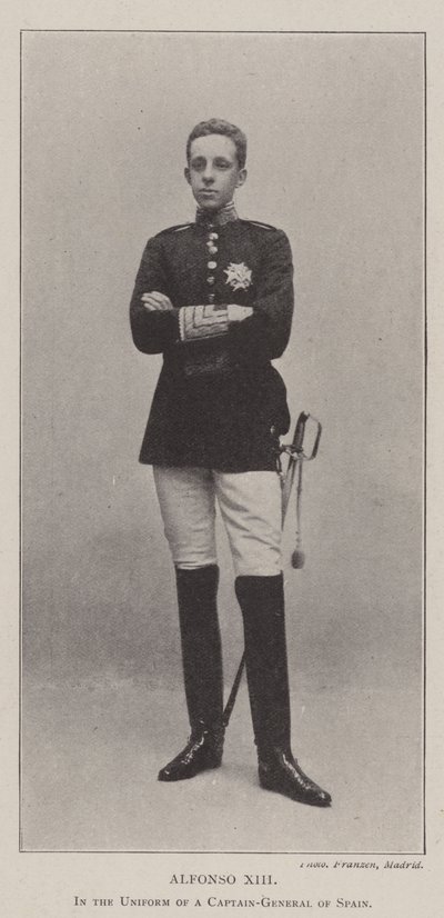 Alfonso XIII., v uniformě generálního kapitána Španělska od English Photographer