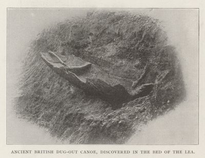 Starověká britská vykopaná kánoe, objevená v Bed of the Lea od English Photographer