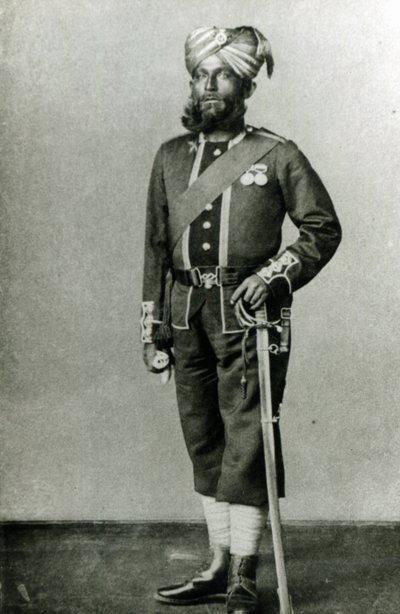 Bengálský pěšák, cca 1900 (černobílá fotografie) od English Photographer