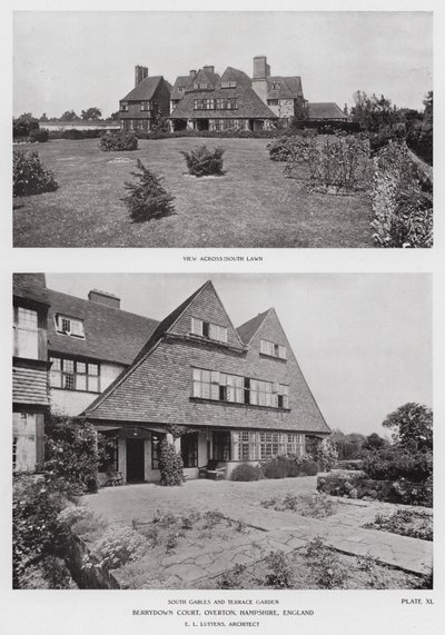 Berrydown Court, Overton, Hampshire, Anglie (černobílá fotografie) od English Photographer