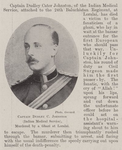Kapitán Dudley C Johnston (indická lékařská služba), zavražděn Ghazi v Loralai od English Photographer