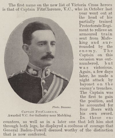 Kapitán FitzClarence, udělen VC za Galantry poblíž Mafekingu od English Photographer