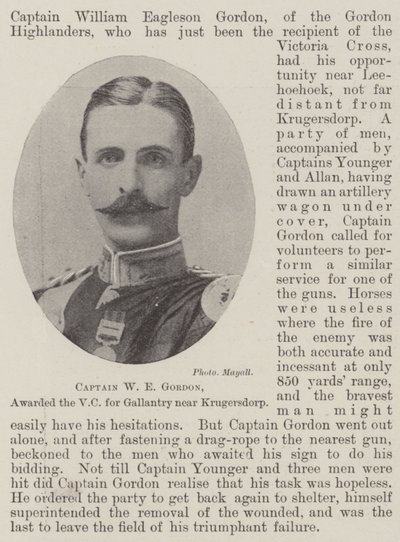 Kapitán WE Gordon, oceněný VC za Galantry poblíž Krugersdorp od English Photographer