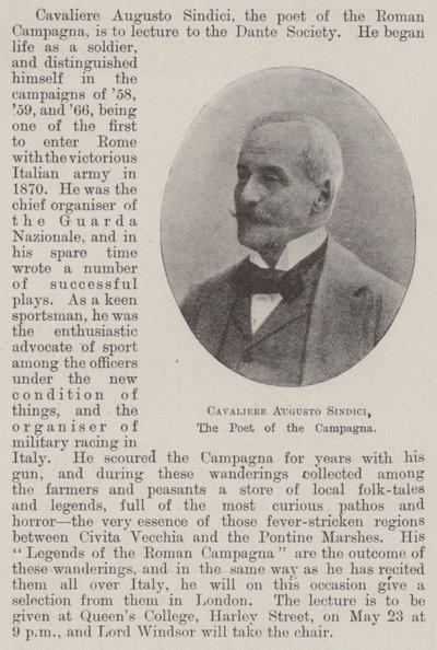 Rytíř Augustus Sindici, básník z Campagna od English Photographer