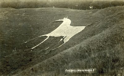 Cherhill White Horse (černobílá fotografie) od English Photographer