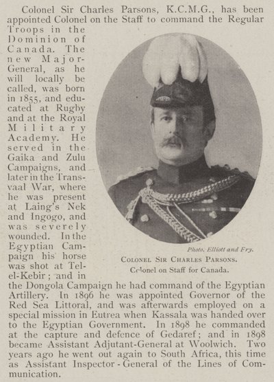 Plukovník Sir Charles Parsons, plukovník štábu pro Kanadu od English Photographer