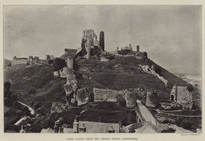 Hrad Corfe, z Church Tower, Dorsetshire od English Photographer