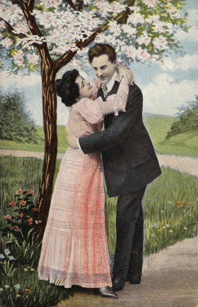 Pár se objímá pod rozkvetlým stromem (chromolitho) od English Photographer