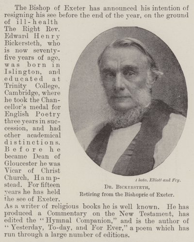 Dr Bickersteth, odchází z biskupství v Exeteru od English Photographer