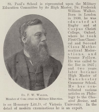 Dr F W Walker, člen výboru pro vojenské vzdělávání od English Photographer