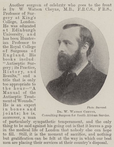 Dr W Watson Cheyne, konzultační chirurg pro jihoafrickou službu od English Photographer
