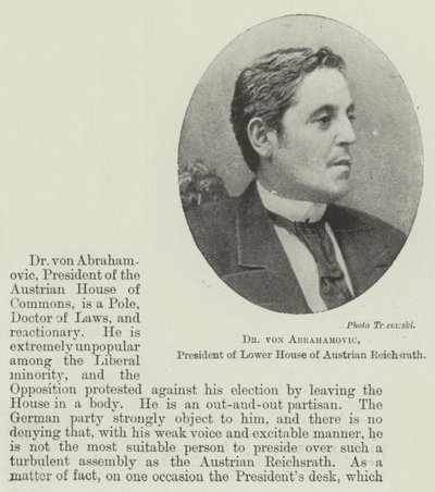 Dr von Abramovich, předseda Dolní sněmovny rakouské Reichsrat od English Photographer