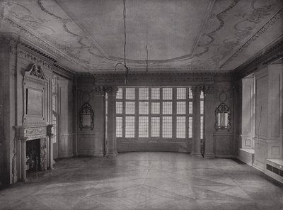 Přijímací místnost, pohled do Bay, Ashorne Hill House, poblíž Leamington, Anglie (černobílá fotografie) od English Photographer