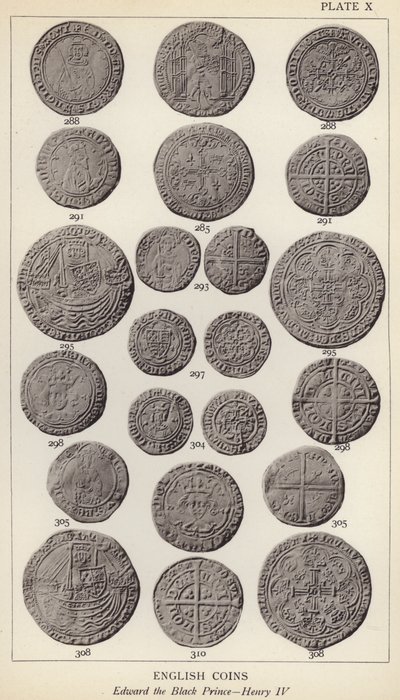 Anglické mince, Edward Černý princ, Jindřich IV. (č/b foto) od English Photographer
