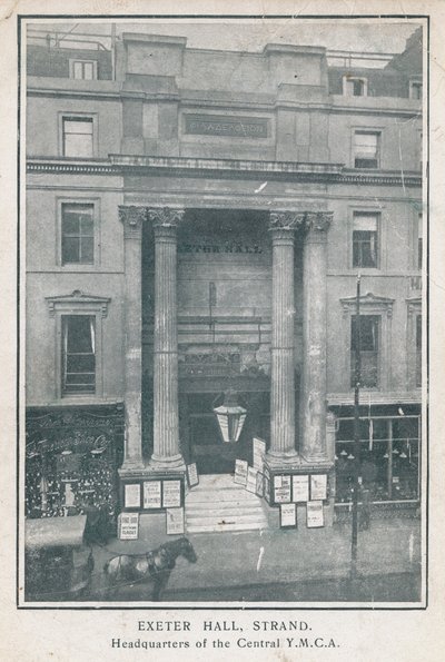Exeter Hall, Strand, ředitelství Central YMCA od English Photographer