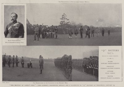 Za statečnost v Sannas Post, Lord Roberts předává medaile a sošku Q Battery ve Woolwichi, 13. ledna od English Photographer