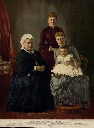 Čtyři generace královské rodiny (královna Viktorie, princezna Beatrice, princezna Victoria Alberta a princezna Alice) od English Photographer