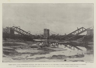 Frere Bridge, Natal Government Railways, první, který Búrové vyhodili do vzduchu při jejich ústupu z Estcourtu do Colensa od English Photographer