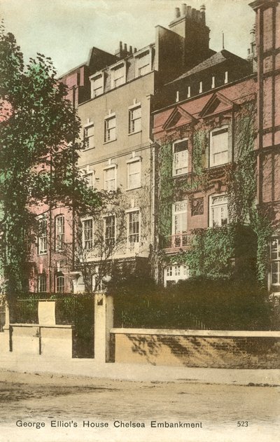 Dům George Elliota, Cheyne Walk, Chelsea Embankment, Londýn (kolorovaná fotografie) od English Photographer