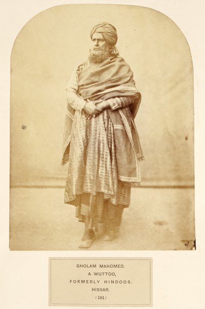 Gholam Mahomed, Wuttoo, dříve Hindoos, Hissar, z The People of India, od J. Forbes Watson, vydáno 1868 (tisk alba) od English Photographer