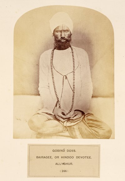 Govind Doss, Bairagee nebo Hindoo Devotee, Allyghur, z The People of India, od J. Forbes Watson, publikoval 1868 (tisk alba) od English Photographer