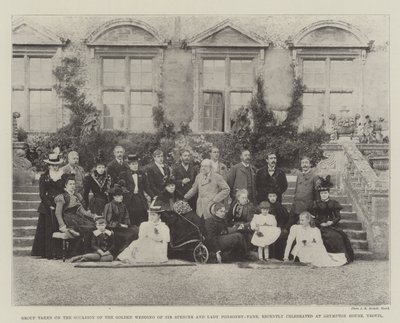 Skupina přijatá u příležitosti zlaté svatby sira Spencera a lady Ponsonby-Faneové, nedávno oslavená v Brympton House, Yeovil od English Photographer