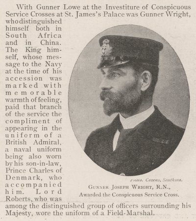 Střelec Joseph Wright, RN, vyznamenán Viditelným servisním křížem od English Photographer