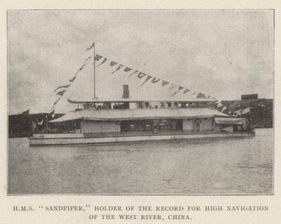 HMS Sandpiper, držitel rekordu ve vysoké plavbě na západní řece, Čína od English Photographer