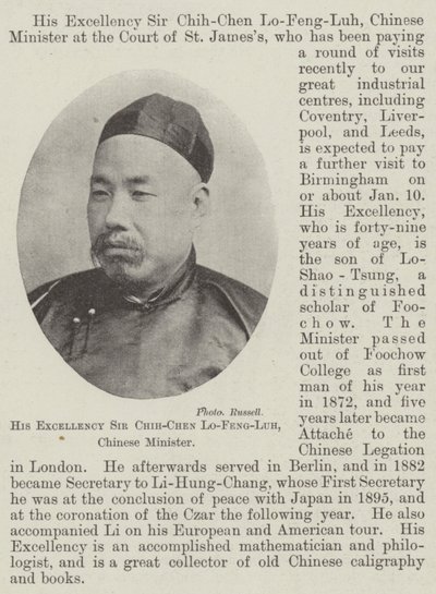 Jeho Excelence sir Chih-Chen Lo-Feng-Luh, čínský ministr od English Photographer