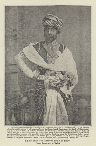 Jeho Výsost Thakore Sahib z Morvi od English Photographer