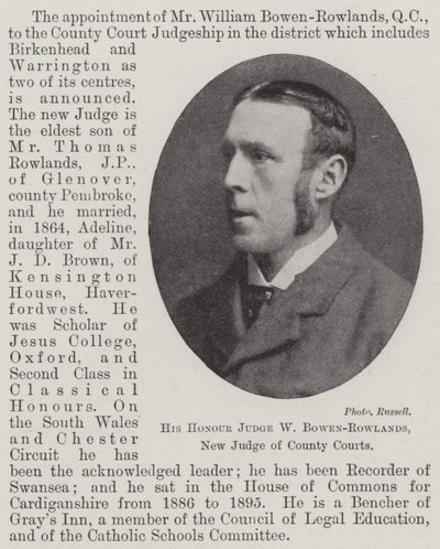 Jeho čestný soudce W Bowen-Rowlands, nový soudce okresních soudů od English Photographer