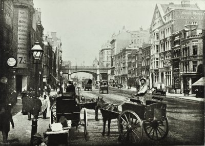 Holborn viadukt, Farringdon Street, při pohledu na sever, City of London, 1890 od English Photographer