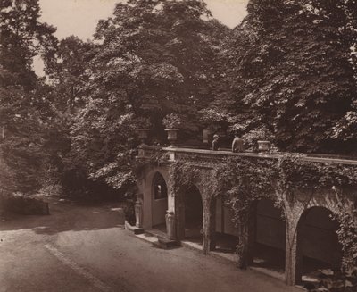 Holland House, Londýn: Terrace over Colonnade, South Side (č/b foto) od English Photographer