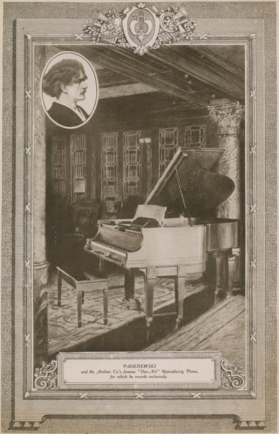 Ignacy Jan Paderewski a slavné duo-Art Reproducing Piano společnosti Aeolian Company od English Photographer