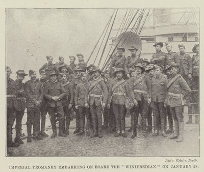 Imperial Yeomanry se nalodí na palubu Winifredian 28. ledna od English Photographer