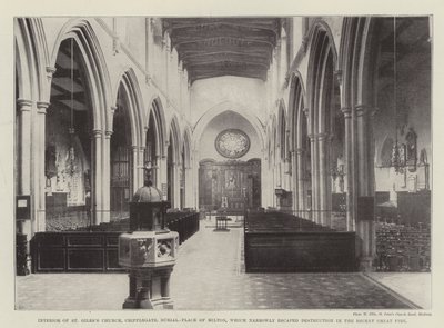 Interiér kostela svatého Jiljí, Cripplegate, Miltonovo pohřebiště, které jen o vlásek uniklo zkáze při nedávném velkém požáru od English Photographer
