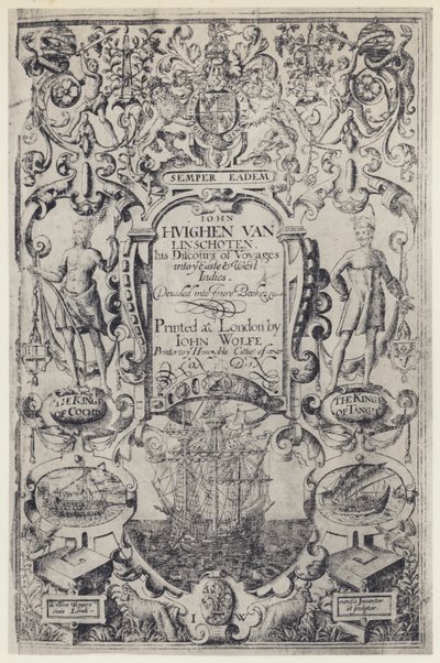 J Linschoten, Rozprava o cestách, J Wolfe 1598 (černobílá fotografie) od English Photographer
