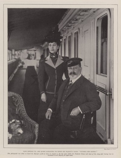 Král Edward VII a královna Alexandra na palubě jachty Jeho Veličenstva Viktorie a Alberta od English Photographer