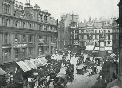 King William Street, Cannon Street End, zobrazující sochu krále Williama (černobílá fotografie) od English Photographer