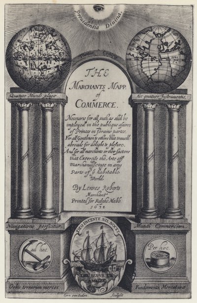 L Roberts, The Merchants Mapp of Commerce, R Mabb 1638 (černobílá fotografie) od English Photographer