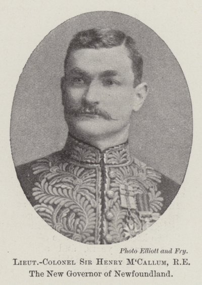 Podplukovník Sir Henry MCallum, RE, nový guvernér Newfoundlandu od English Photographer