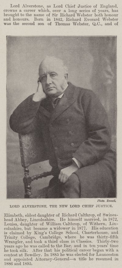 Lord Alverstone, nový lord hlavní soudce od English Photographer