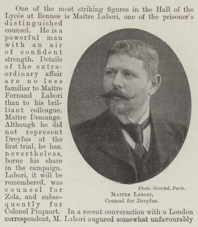 Maitre Labori, právní zástupce Dreyfuse od English Photographer