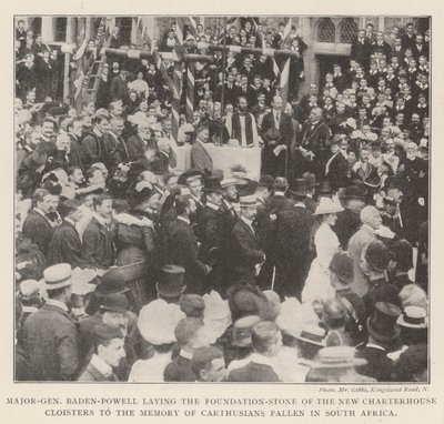 Generálmajor Baden-Powell položení základního kamene nových klášterních klášterů na památku kartuziánů padlých v Jižní Africe od English Photographer